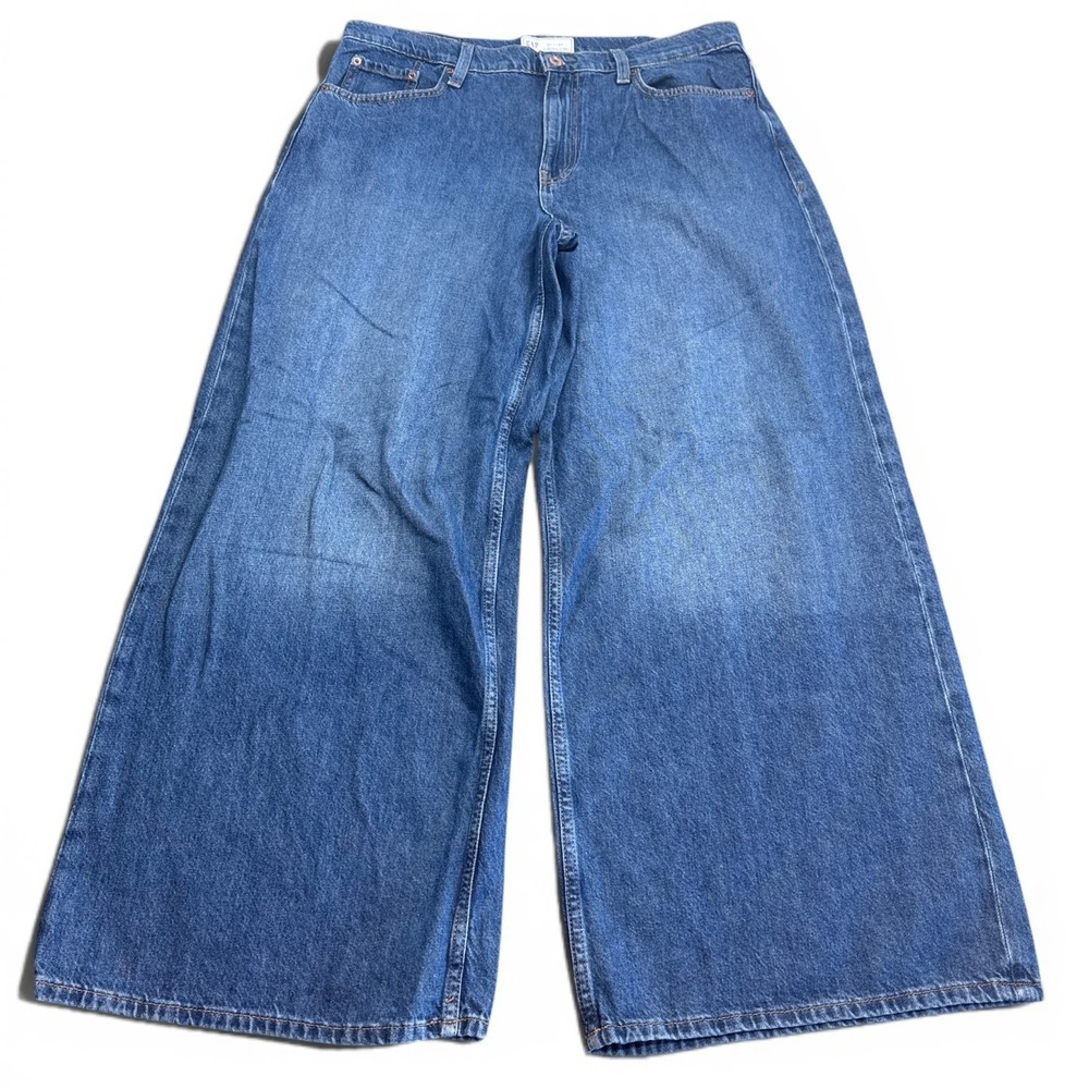 GAP Wide Leg Baggy Jeans Womens Size 12 Reg. High Rise Mom Blue Stretch Denim